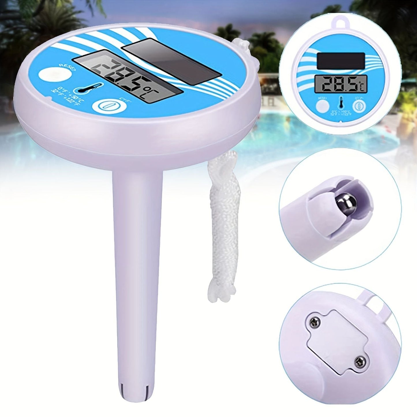 1pc, Solar Digital Pool Thermometer - Shatter Resistant, Easy-to-Read Screen Display, Useful Tool for Swimming Pool Temperature Monitoring