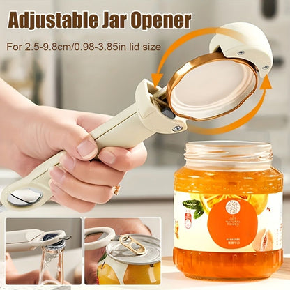 1pc, Jar Opener, Adjustable Bottle Opener For Weak Hands, Non-Slip Can Opener, Fridge Magnet For Senior Arthritis Fits 0.98-3.74inch Lids, Kitchen Accessaris, Back To School Supplies