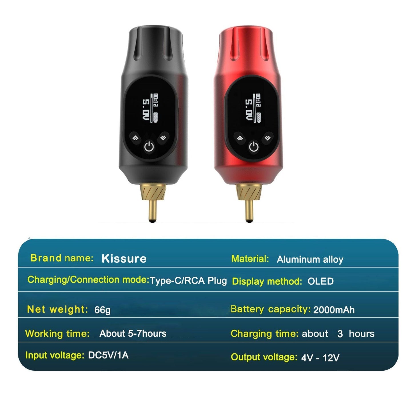 Wireless Tattoo Pen with OLED Display and RCA Connector - Mini Battery Powered Rotary Machine Pen for Professional Tattoo Artists