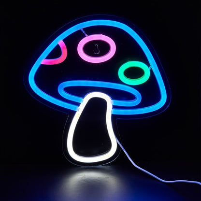 1pc LED Neon Mushroom Cute Neon Sign, USB Powered Neon Signs Night Light, 3D Wall Art & Game Room Bedroom Living Room Decor Lamp Holiday Gift