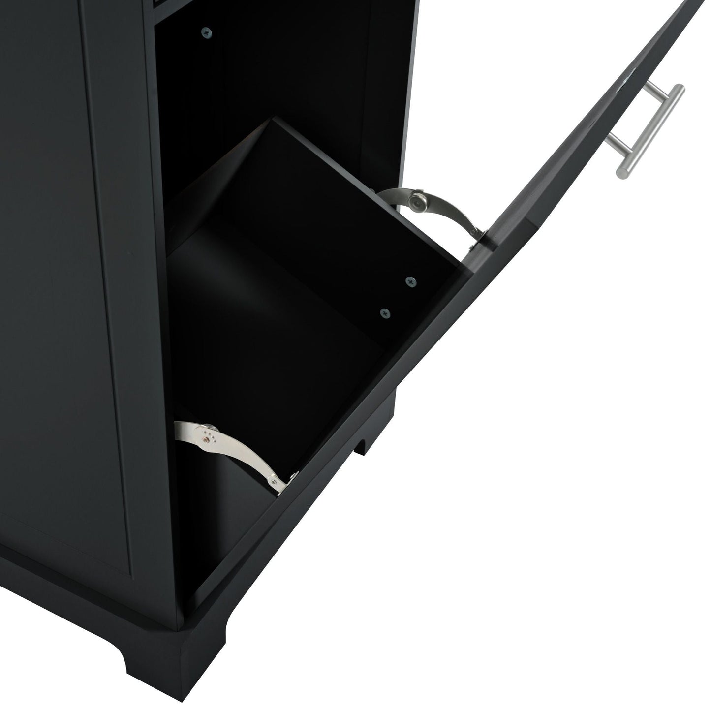 Fluted Kitchen Island with Trash Can Storage Cabinet, Power Outlet, Internal Storage Rack, Rolling Kitchen Islands on 5 Wheels with 3 Drawer, 3 Open Side Racks for 10 Gallon Garbage Bin