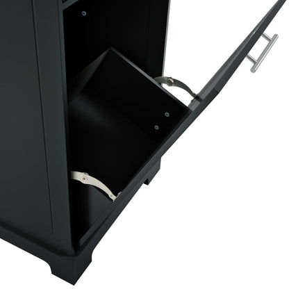 Fluted Kitchen Island with Trash Can Storage Cabinet, Power Outlet, Internal Storage Rack, Rolling Kitchen Islands on 5 Wheels with 3 Drawer, 3 Open Side Racks for 10 Gallon Garbage Bin