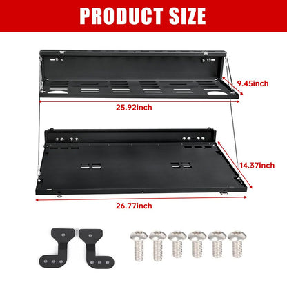 Tailgate Table Molle Panel for Ford Bronco 2021-2024 2-Tier Foldable Rear Storage Cargo Rack Shelf Camping Desk