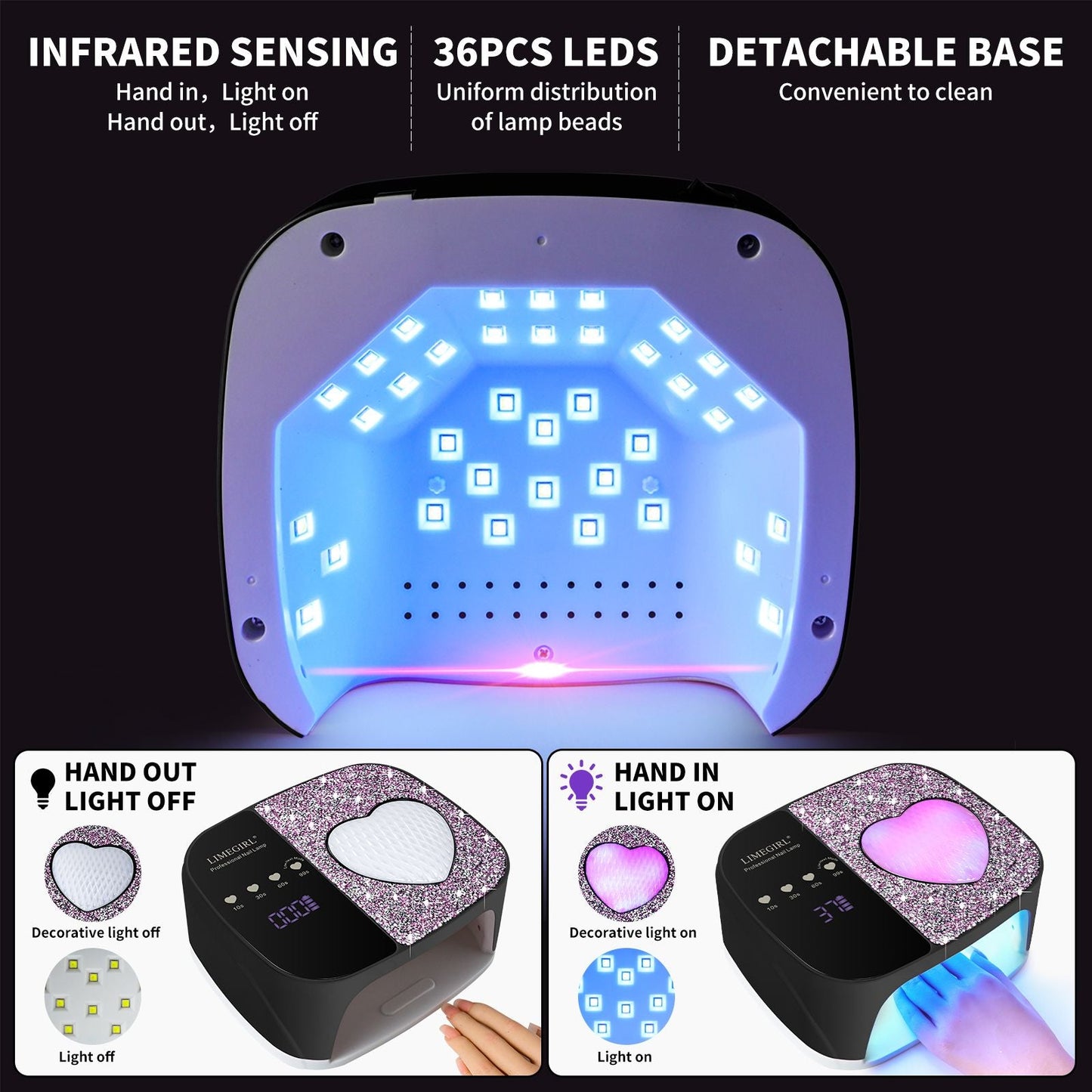 LimeGirl Cordless Nail Dryer for Gel Polish, UV LED Nail Lamp with Fast Curing UV Light & 4 Timer Settings, Portable Rechargeable Gel Lamp Nail Art Tool for Manicure Pedicure at Home & Salon