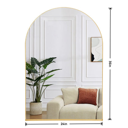 Arched Wall Mirror, 24"×36" Bathroom Mirror Deep Frame, Modern Dresser Mirror Wall Mounted Decor Metal Frame for Bedroom Living Room Entryway Fireplace Mantel Dining Room