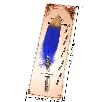 European And American Retro Feather Pen Dipping Pen Enterprise Business Gift Birthday Stainless Steel Signature Pen Teacher Gift Birthday Gift