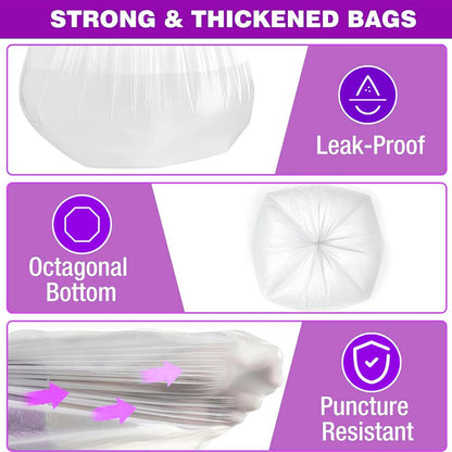 Boxed Disposable Garbage Bag 270 Pieces Puncture Tear Resistant Trash Bags, 8 Gallon Capacity, Kitchen Drawstring Garbage Bags Fresh Clean Scent With Lemon Mint Scent