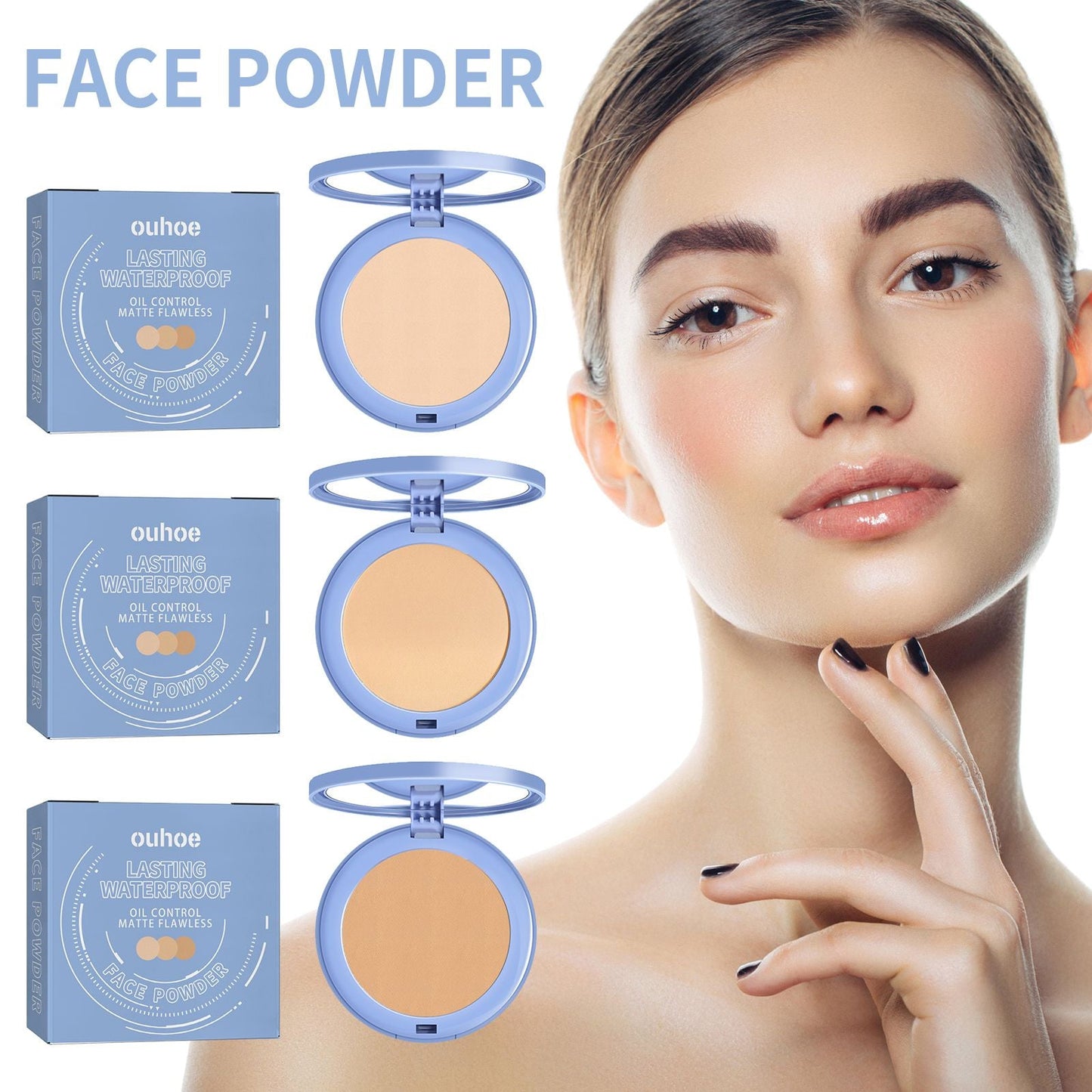 OUHOE(Classic ivory color) Setting Powder, Immaculate Lasting Makeup Is Not Easy To Makeup Powder Natural Light Breathable Setting Powder