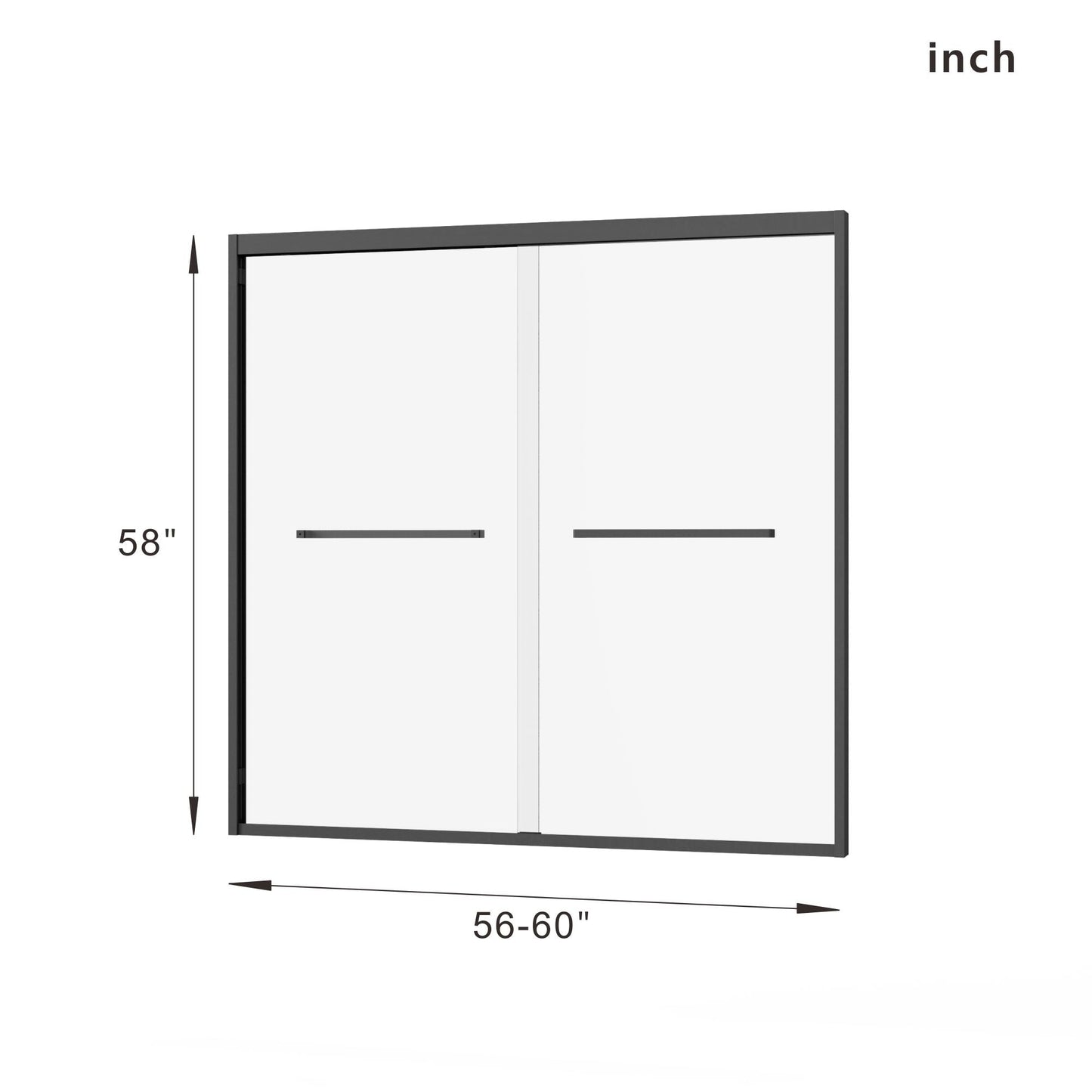 Double Sliding Bathtub Shower Door 60 in. W x 58 in. H Aluminum Framed Shower Enclosure for Tub with SGCC Clear Tempered Glass, Stainless Steel Hardware, Matte Black