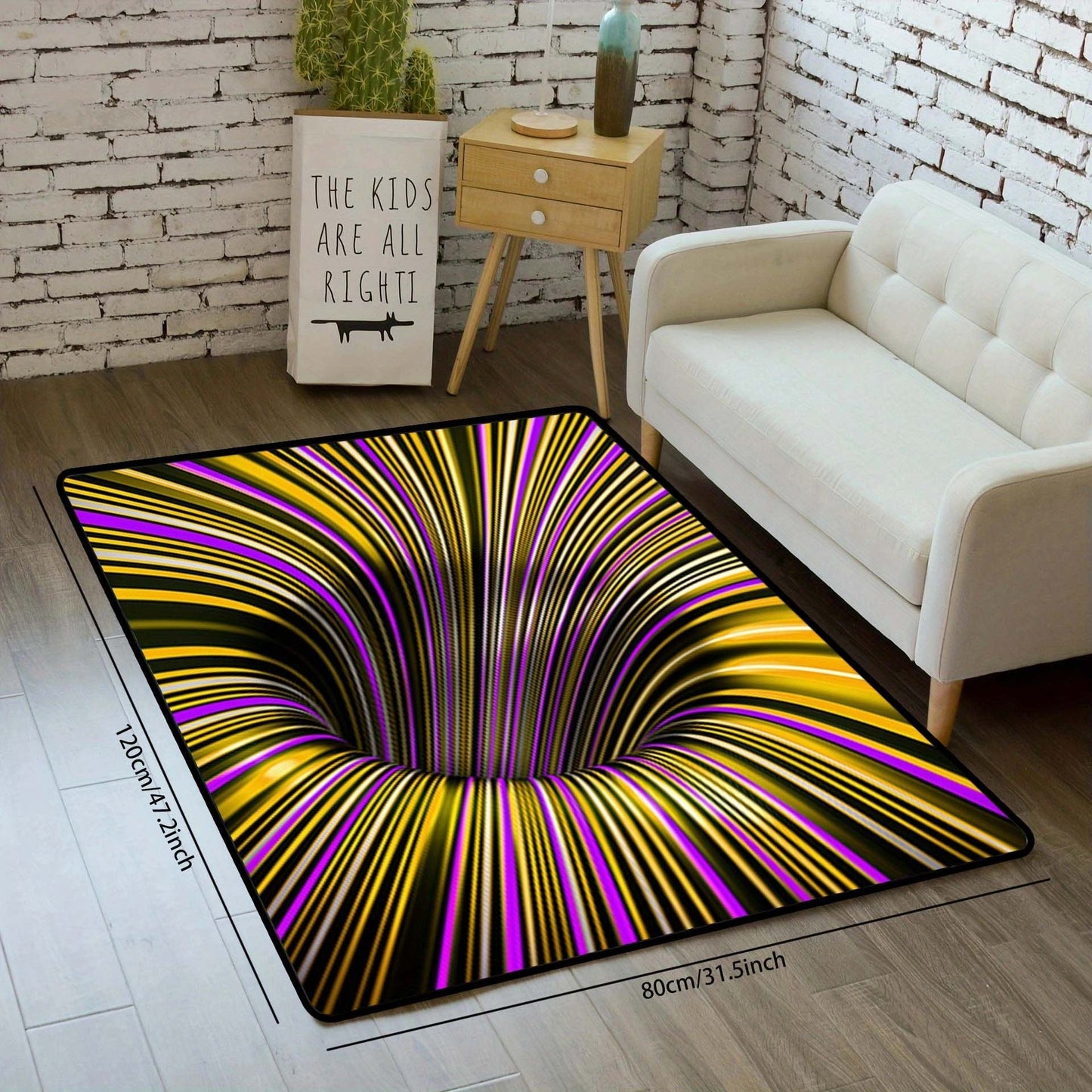 1pc, Illusion Floor Mat, Colourful 3D Swirl Illusion Rug, Abstract Geometric Non-Slip Area Rug For Living Room Mat, Bedroom Kitchen