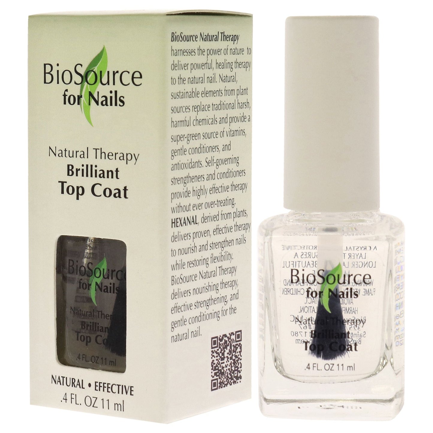 Natural Therapy Brilliant Top Coat by BioSource for Women - 0.4 oz Nail Treatment