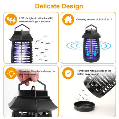 Bug Zapper Electric UV Mosquito Killer Lamp Insect Killer Light Pest Fly Trap Catcher Harmless Odorless Noiseless Narrow Safe Gap For Home Restaurant