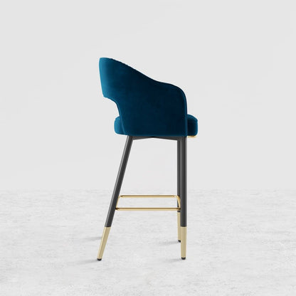 Modern Velvet Bar Stools with Upholstery Blue