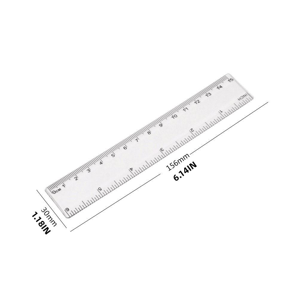 1pc Simple Transparent Ruler Size 6.14*1.18in