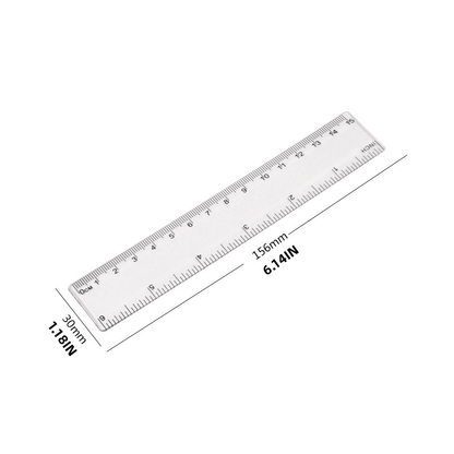 1pc Simple Transparent Ruler Size 6.14*1.18in