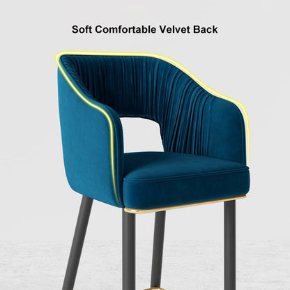 Modern Velvet Bar Stools with Upholstery Blue