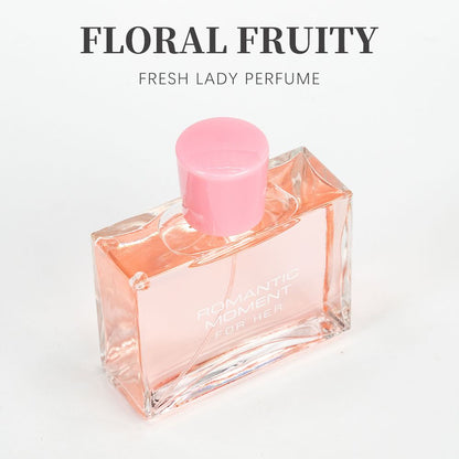 3.4fl Oz Women's Eau De Parfum - ROMANTIC MOMENT - Floral & Woody - With Rose, Chamomile, and Lemon - Medium Intensity Perfume