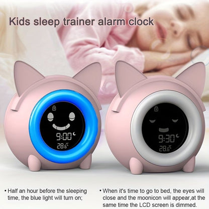 1pc Sleep Training Clock with Night Light, Sound Machine, Nap Timer, Snooze, Indoor Temperature, and Digital Wake Up Clock for Toddlers - Perfect for Boys and Girls Bedroom - Pink/Blue