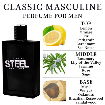 3.4 Fl Oz Men's Eau De Toilette Spray, Long-Lasting Perfume, Notes Of Lemon, Orange, Cardamom Flavor, Perfect For Dating, Daily Life, Parties, Gift Giving