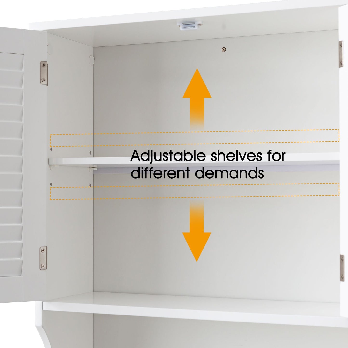Fralimk 23.6*8.7*67inch Over-The-Toilet Storage, Bathroom Organizers And Storage Over Toilet Cabinet, Behind Toilet Bathroom Organizer With Two Louvered Doors, White