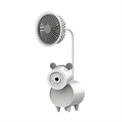 Cute Cartoon USB Fans With Pen Holder Pencil Sharpener; Rechargeable Fan For Children Business Gift