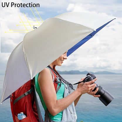 35 Inch Hands Free Foldable Anti UV Adjustable Umbrella Cap Suitable For Fishing Golf Camping Beach Gardening Sun Shade Outdoor