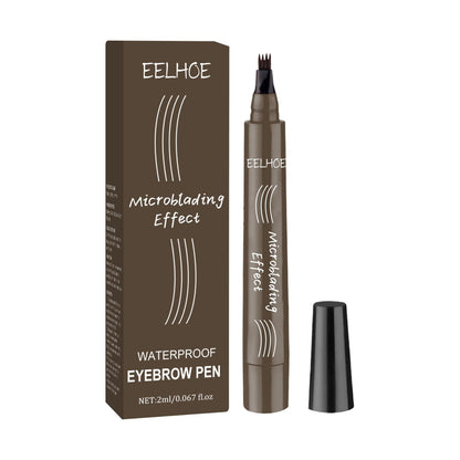 EELHOE Four Fork Wild Water Eyebrow Pencil, Embellished Eyebrows Waterproof And Sweatproof Filling Eyebrows Naturally Plump And Multi-Colored