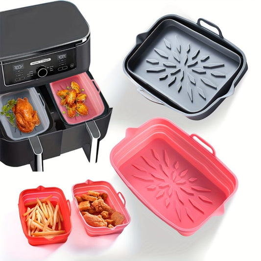 Rectangular Air Fryer Liners; Foldable Silicone Tray; Air Fryer Accessories; Reusable Grill Plate; Heat Resistant Microwave Silicone Plate; Home Kitchen Items