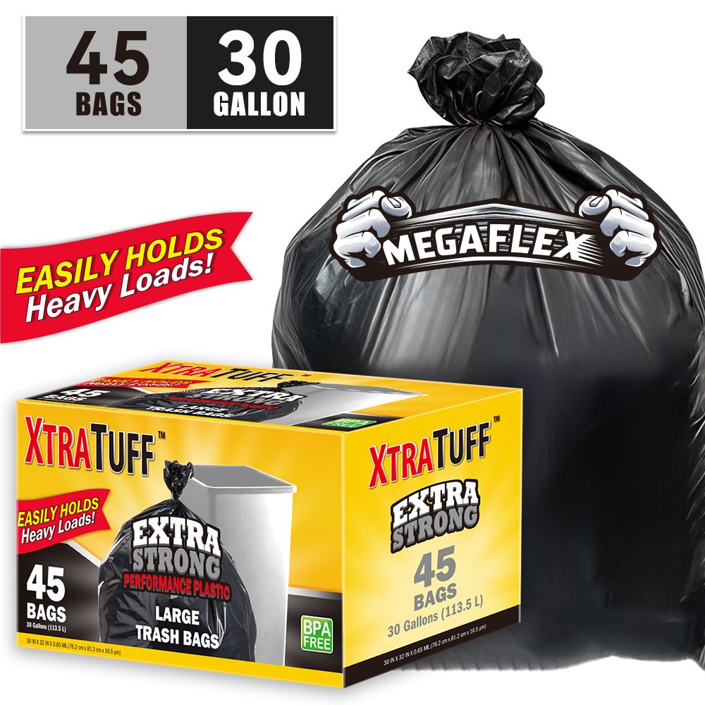 45 Pieces Puncture Tear Resistant Trash Bags, 30 Gallon Capacity, Multipurpose Cleaning Supplies For Industrial, Garden, Home, And Commercial Use - Durable, Leak-Proof