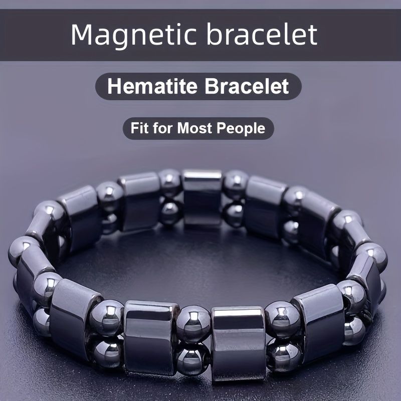 Magnetic Hematite Bracelet, Adjustable Design Magnetic Bracelet Reduce Puffiness Help Calm Down Blood Circulation Better Sleep, Fit For Most People