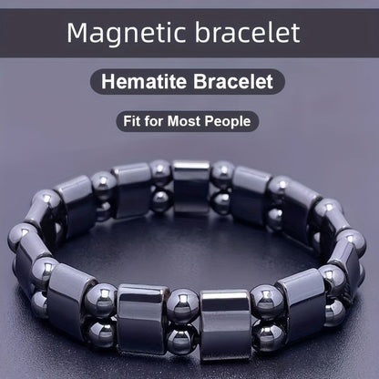 Magnetic Hematite Bracelet, Adjustable Design Magnetic Bracelet Reduce Puffiness Help Calm Down Blood Circulation Better Sleep, Fit For Most People