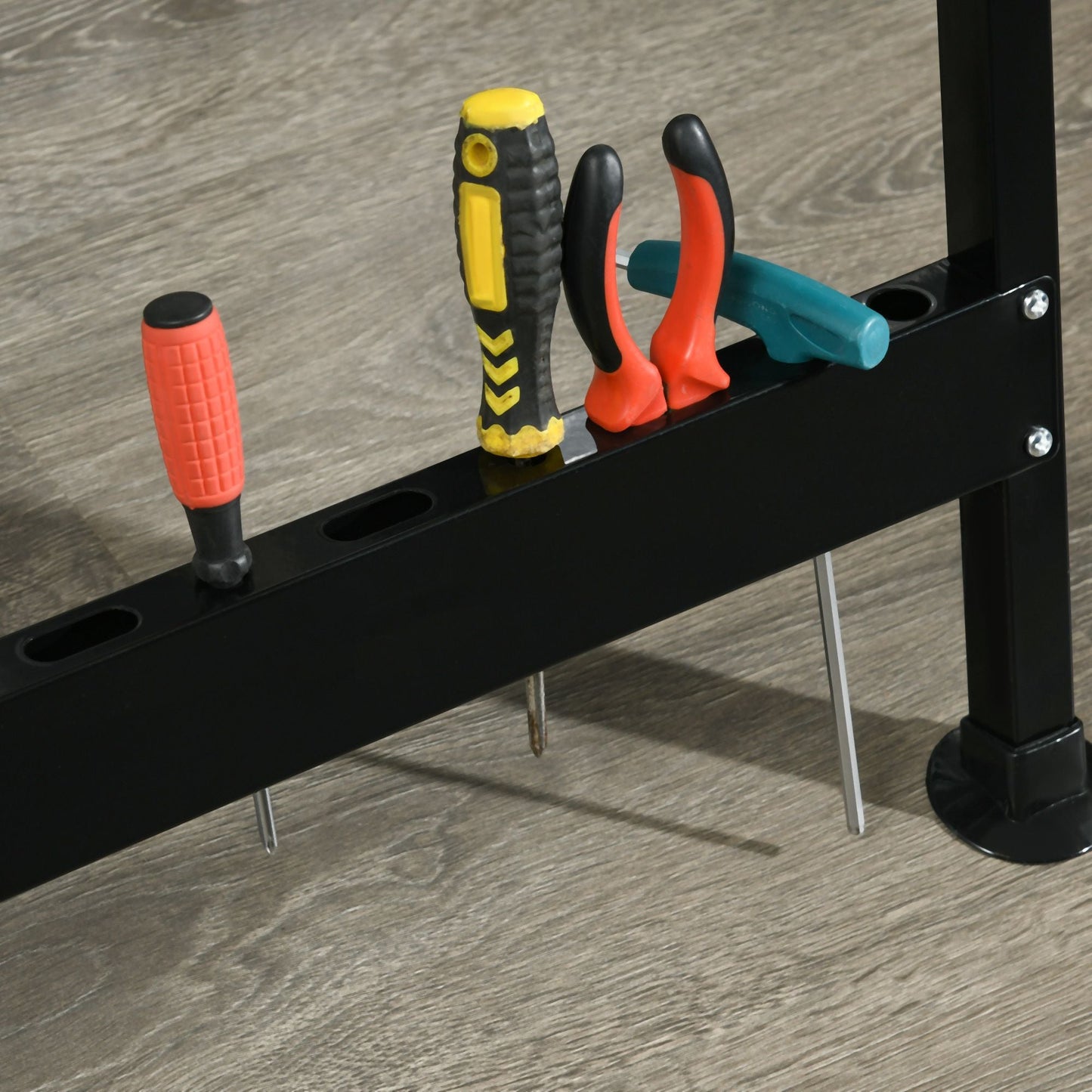 HOMCOM Work Bench Tool Stand with Adjustable Height and Angle, Carpenter Saw Table with 4 Clamps, Steel Frame, 220lbs Capacity