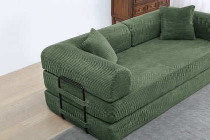 Foldable Sofa Bed, 77.9'' Folding Floor Couch, Compressed Convertable Sleeper Sofa, Memory Foam Couch with Pillow Back Support Armrest, 4-in-1 Futon Sofa Bed for Living Room, Army green