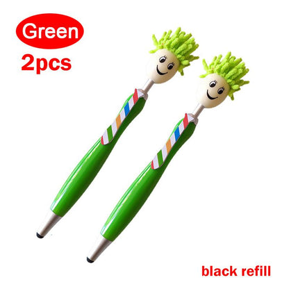 2PCS/5PCS Mop Pen Screen Cleaning Pen With Motivational Quotes 3 In 1 Stylus Dusting Pen For Kids And Unisex Ink Rollerball Pen School Office Motivational Stylus,Line Point 0.1cm/0.03in, Black Refill