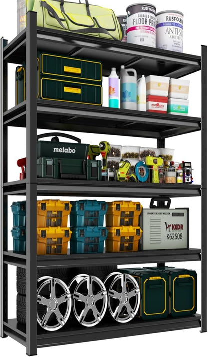 72" H Garage Shelving Unit, Garage Storage Shelves 2500LBS Heavy Duty Shelving, Adjustable 5 Tier Metal Shelving Utility Shelf, Storage Rack for Industrial, Warehouse, Basement (16" D*36" W*72" H)