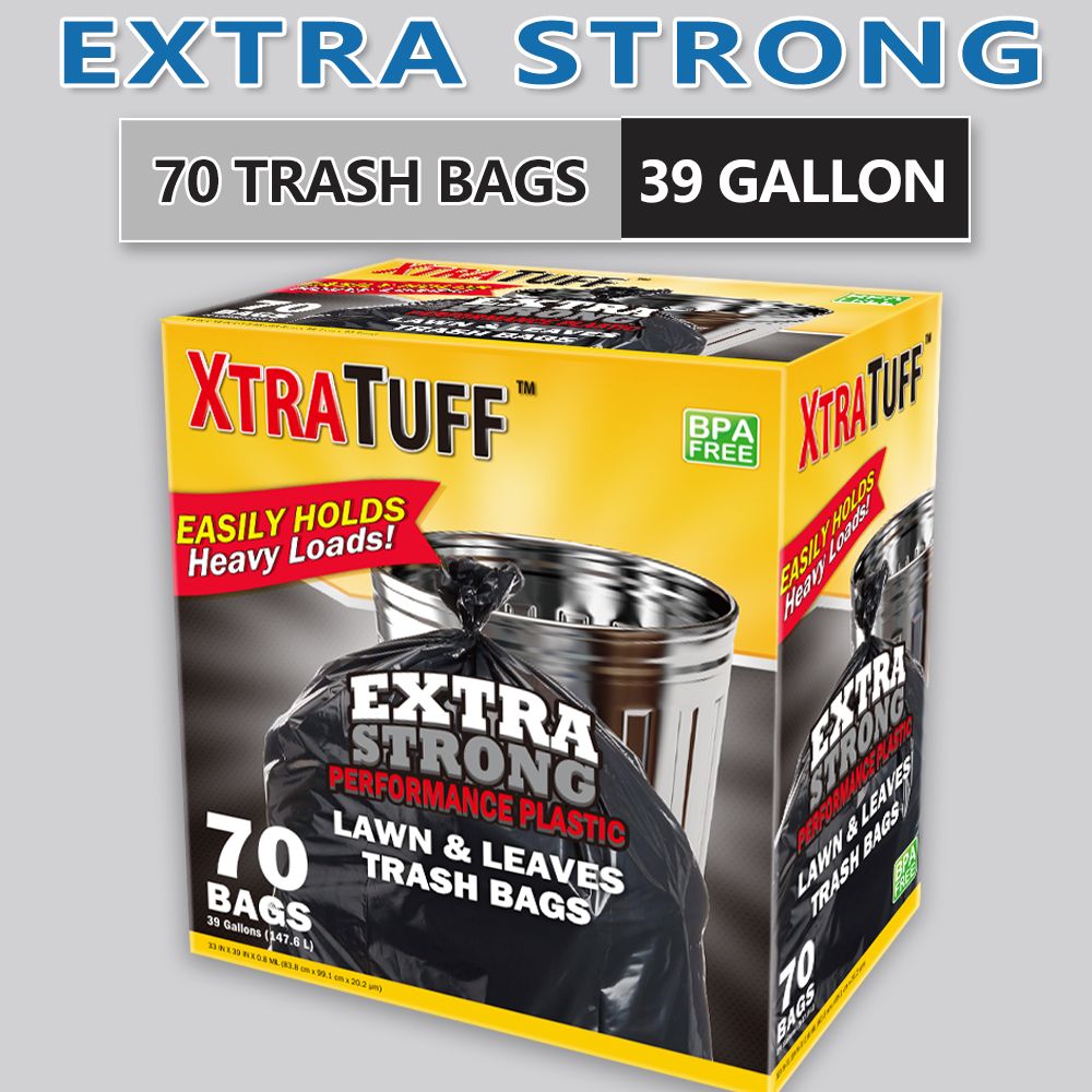 Boxed Disposable Garbage Bag 70 Pieces Puncture Tear Resistant Trash Bags, 39 Gallon Capacity, Multipurpose Cleaning Supplies For Industrial, Garden, Home, And Commercial Use - Durable, Leak-Proof