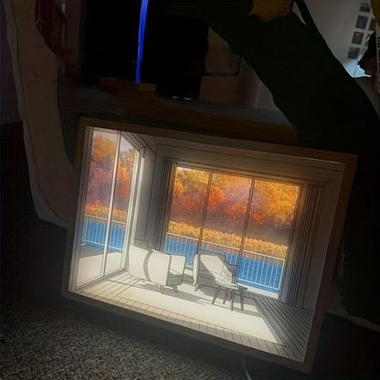 1pc 3D Papercut Night Light, Creative Light Painting Wall Hanging Decoration Table Lamp Trinket Led Small Night Light Birthday Gift