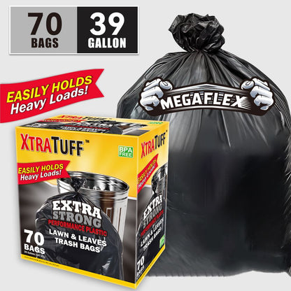 Boxed Disposable Garbage Bag 70 Pieces Puncture Tear Resistant Trash Bags, 39 Gallon Capacity, Multipurpose Cleaning Supplies For Industrial, Garden, Home, And Commercial Use - Durable, Leak-Proof