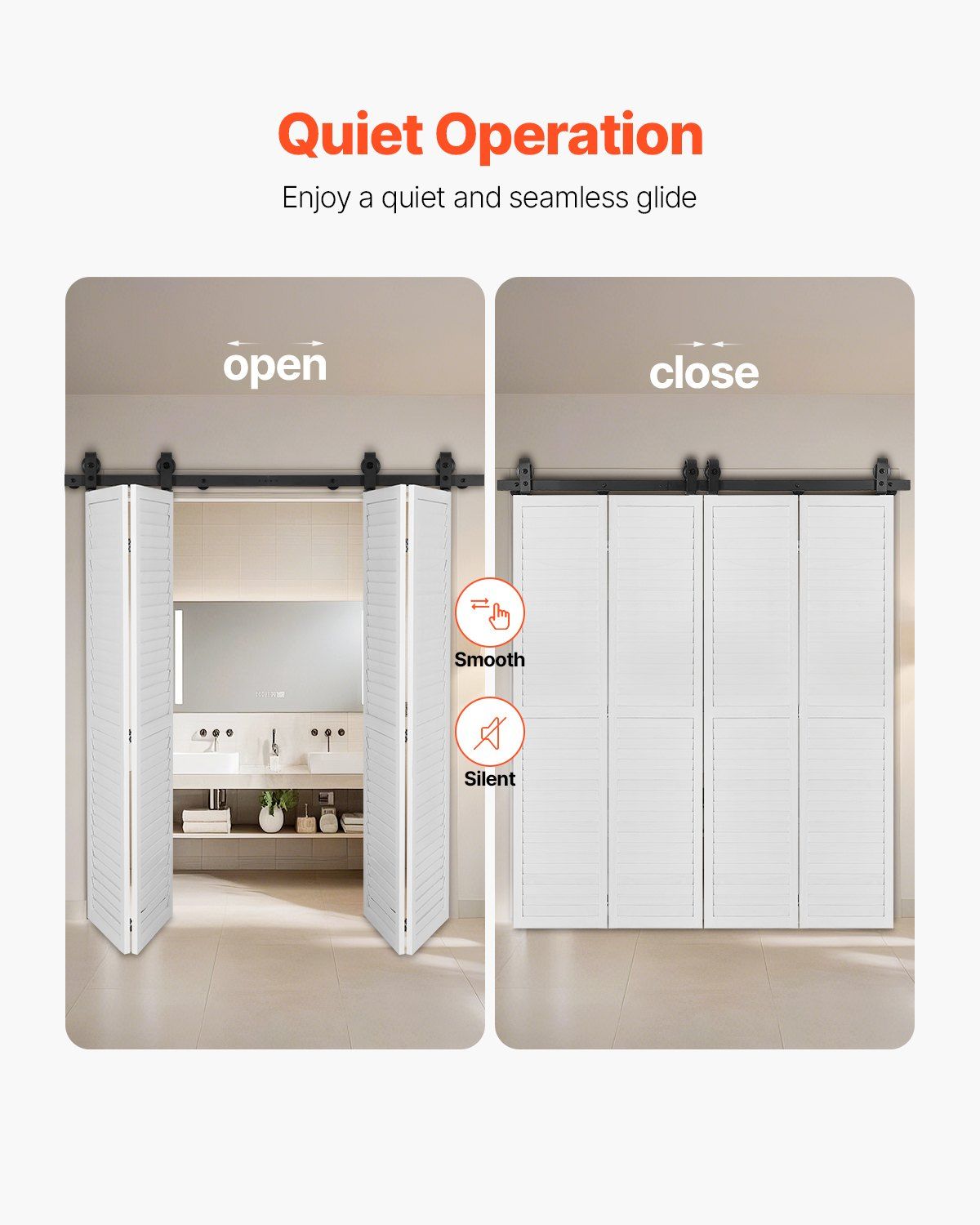 Bi-Folding Sliding Barn Door Hardware Track Kit 60" for Four 14" Doors