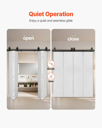 Bi-Folding Sliding Barn Door Hardware Track Kit 60" for Four 14" Doors