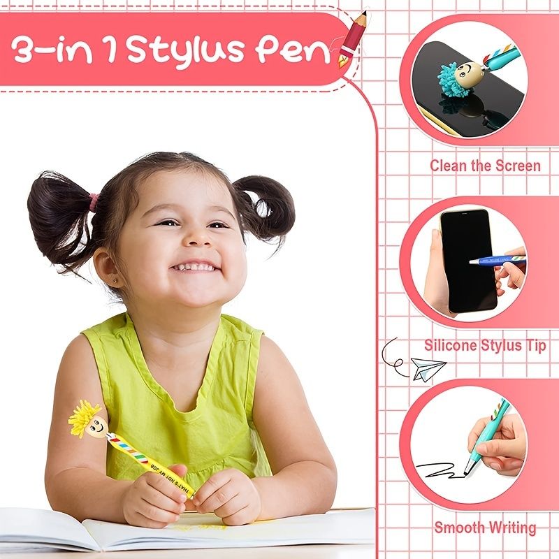 2PCS/5PCS Mop Pen Screen Cleaning Pen With Motivational Quotes 3 In 1 Stylus Dusting Pen For Kids And Unisex Ink Rollerball Pen School Office Motivational Stylus,Line Point 0.1cm/0.03in, Black Refill