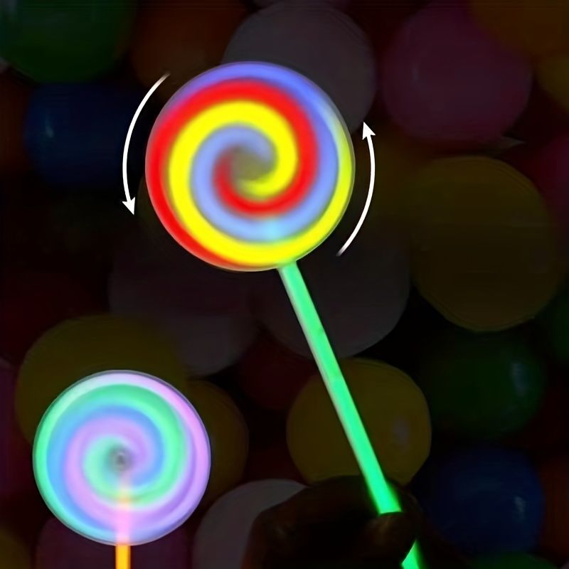 Light Up Spinning Lollipop Wand, Lollipop Glow Sticks, Princess Fairy Wand Spinner, Halloween Party Favor, Birthday Gift, Dress Decoration