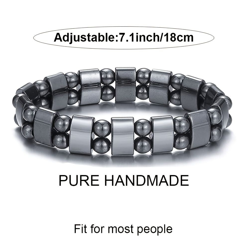 Magnetic Hematite Bracelet, Adjustable Design Magnetic Bracelet Reduce Puffiness Help Calm Down Blood Circulation Better Sleep, Fit For Most People