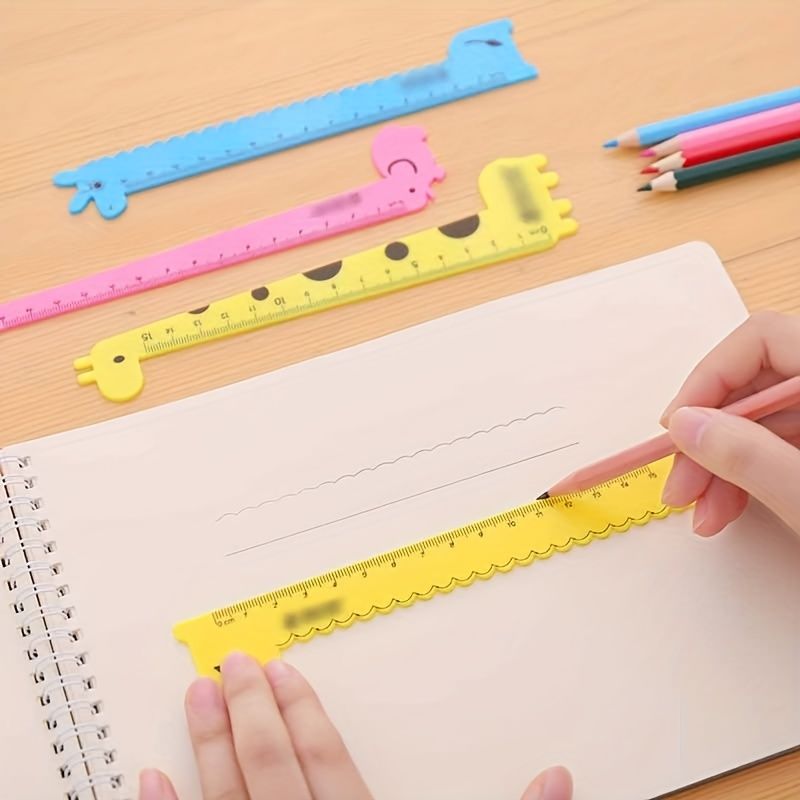 1pc Cartoon Animal Giraffe Plastic Straight Ruler Kawaii Cute Sweet Straight Ruler