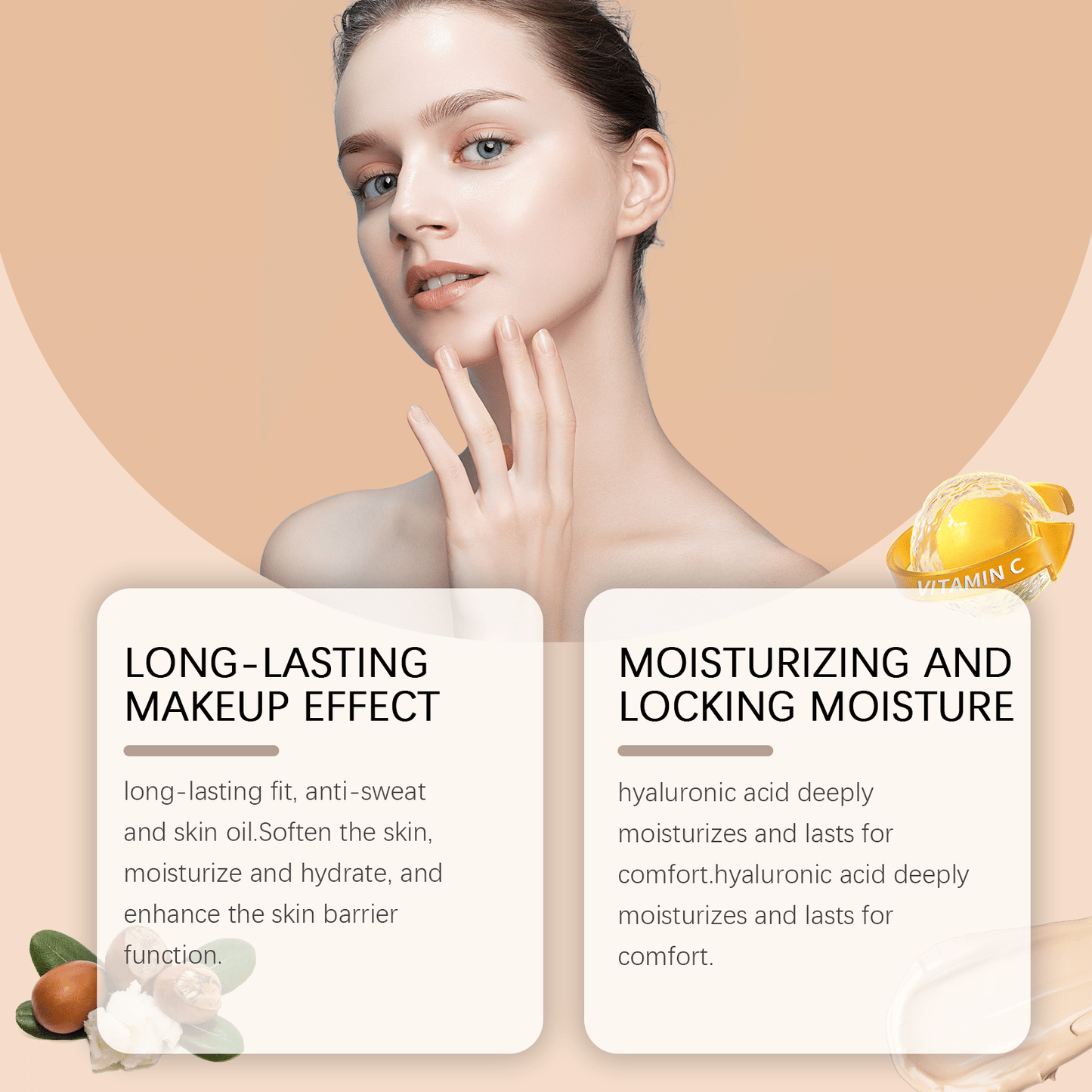 West&Month Moisturizing Liquid Foundation, Long-Lasting Long-Lasting Moisturizing Light Skin Care Liquid Foundation