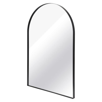 Arched Wall Mirror, 24"×36" Bathroom Mirror Deep Frame, Modern Dresser Mirror Wall Mounted Decor Metal Frame for Bedroom Living Room Entryway Fireplace Mantel Dining Room