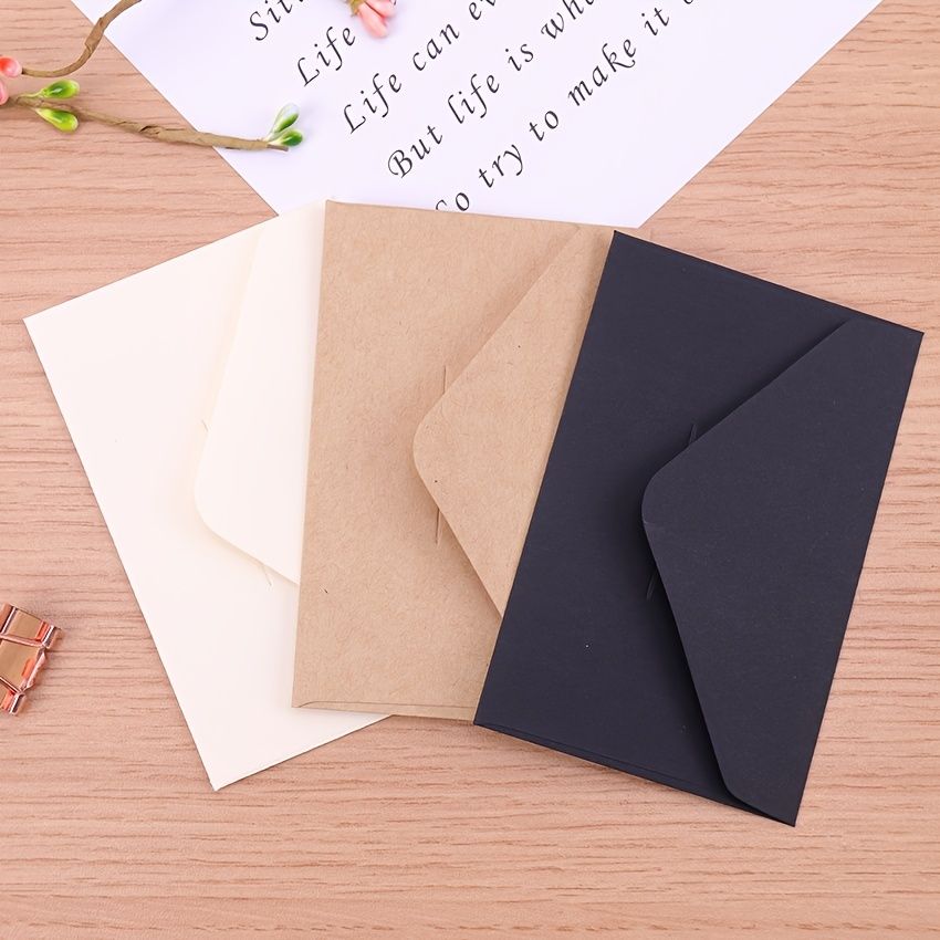 20pcs White & Black Kraft Mini Paper Window Envelopes - Perfect for Weddings & Invitations