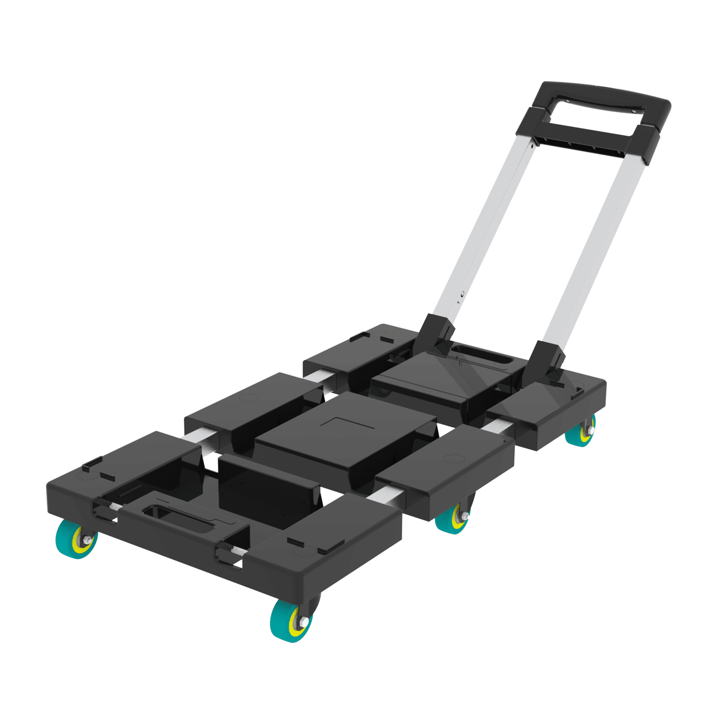 Folding Hand Truck 330lbs, Portable Heavy Duty Dolly Cart, 6 Wheels Collapsible Luggage Cart with 1 Elastic Ropes - Compact Trolley Cart for Easy Moving
