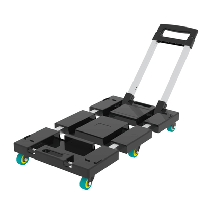 Folding Hand Truck 330lbs, Portable Heavy Duty Dolly Cart, 6 Wheels Collapsible Luggage Cart with 1 Elastic Ropes - Compact Trolley Cart for Easy Moving