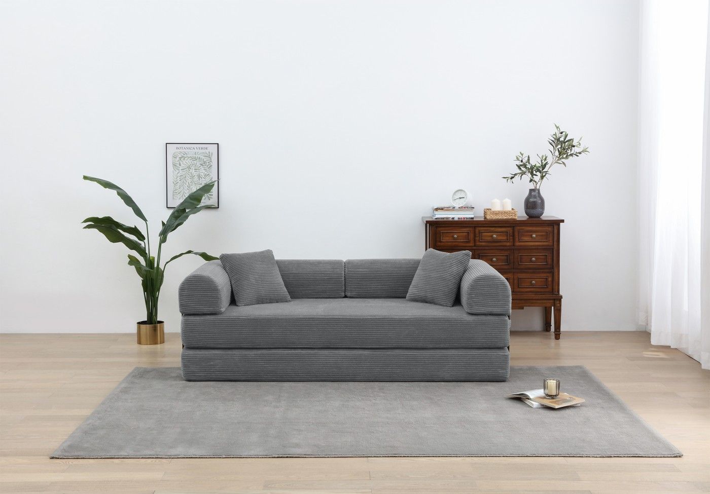 Foldable Sofa Bed, 77.9'' Folding Floor Couch, Compressed Convertable Sleeper Sofa, Memory Foam Couch with Pillow Back Support Armrest, 4-in-1 Futon Sofa Bed for Living Room, Army green